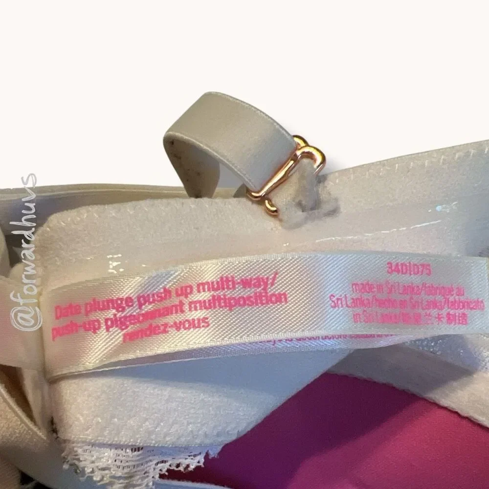Victoria’s Secret PINK Plunge Push‑Up Multi‑Way Bra – Size 34D